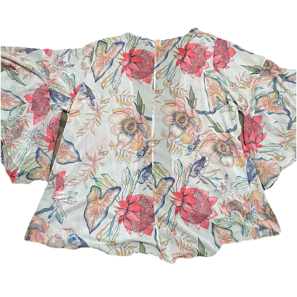 Sukiso Botanical Short Bell Sleeves Swim Cover Up Size L/ XL Beach Fairy Floral - Picture 14 of 16